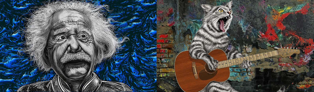 Einstein and Busker the Guitar Cat