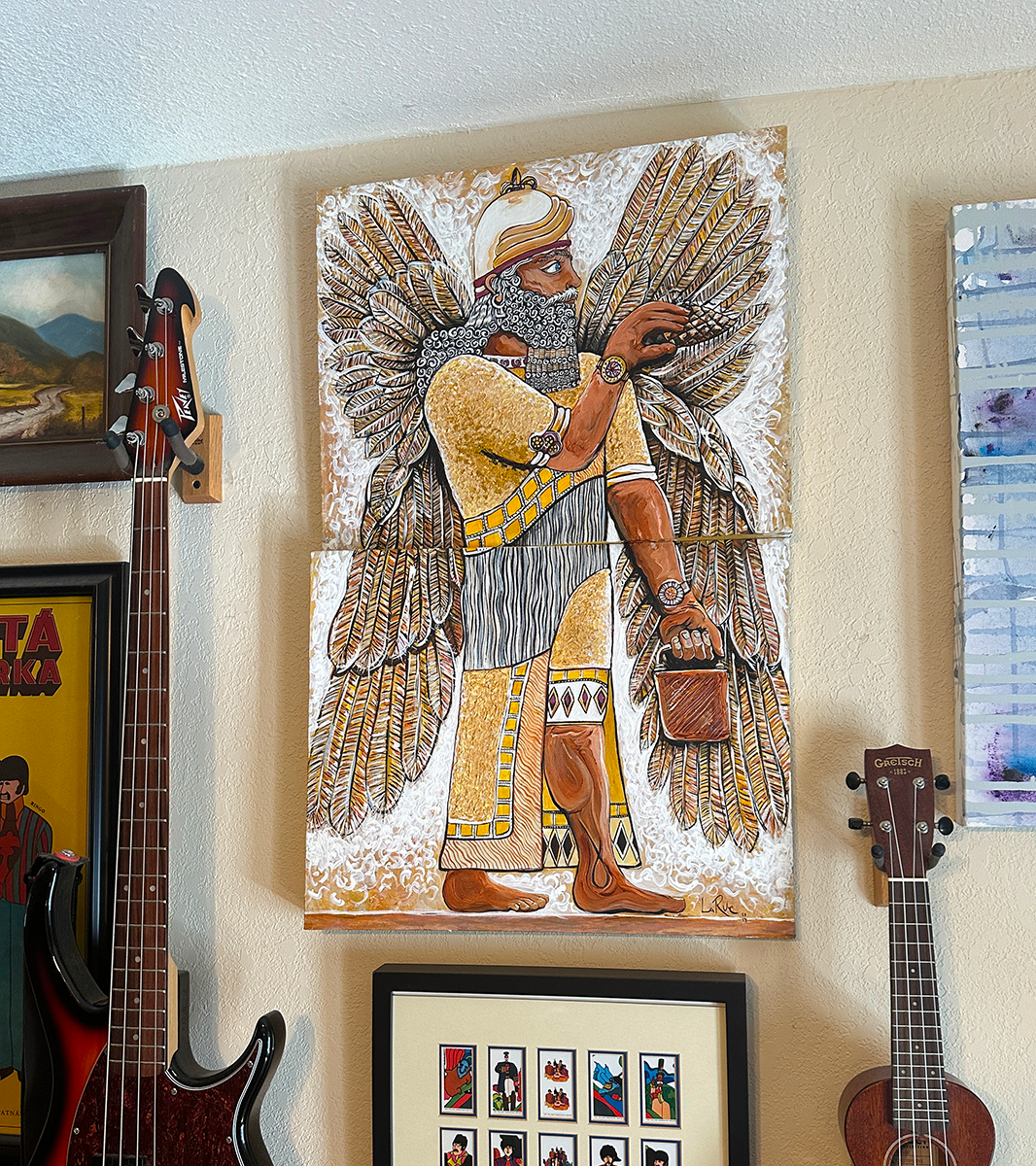 Enki painting 20x32 2.5 on a living room wall