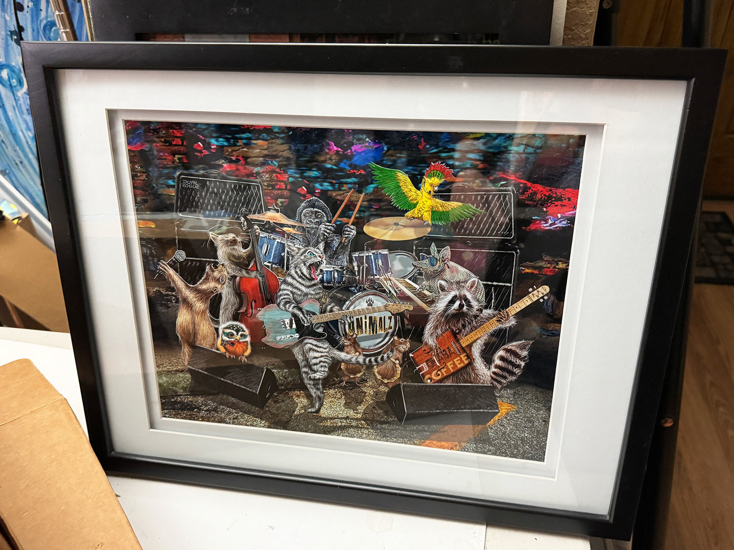 Animalz PRINT 11x14 2x mat blk wood frame