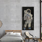 Astronaut standing on the moon observing a black hole large canvas on a concrete wall in an upscale bedroom