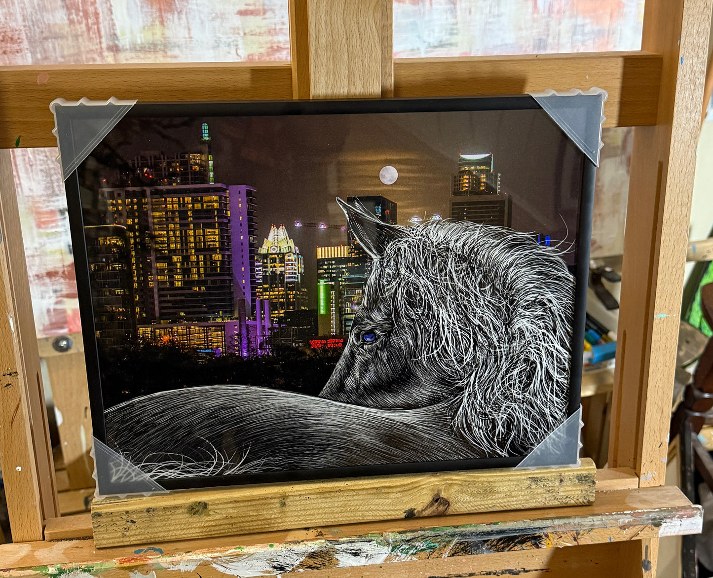 White Horse Austin Texas 11x14 in black metal frame