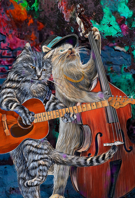 Buskers and Scruffy mixed media art by Doug LaRue