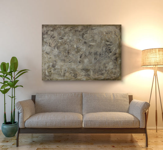 Khaki abstract painting on canvas by Doug LaRue