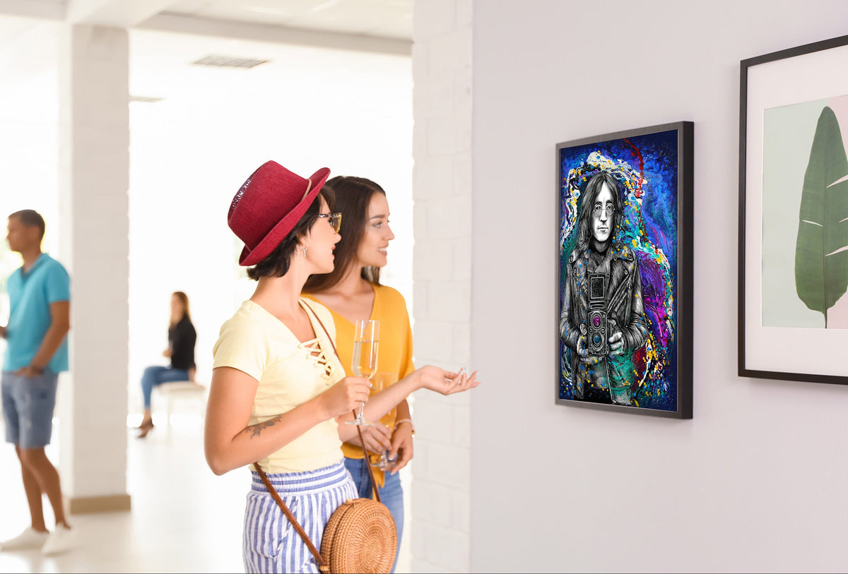 John Lennon Embraced by Doug LaRue on a gallery wall