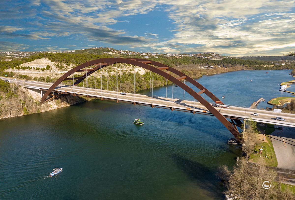 Pennybacker Bridge aerial photograph by Doug LaRue