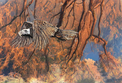 Full Sized uncrossed Golden Forest Eagle mixed media art by Doug LaRue