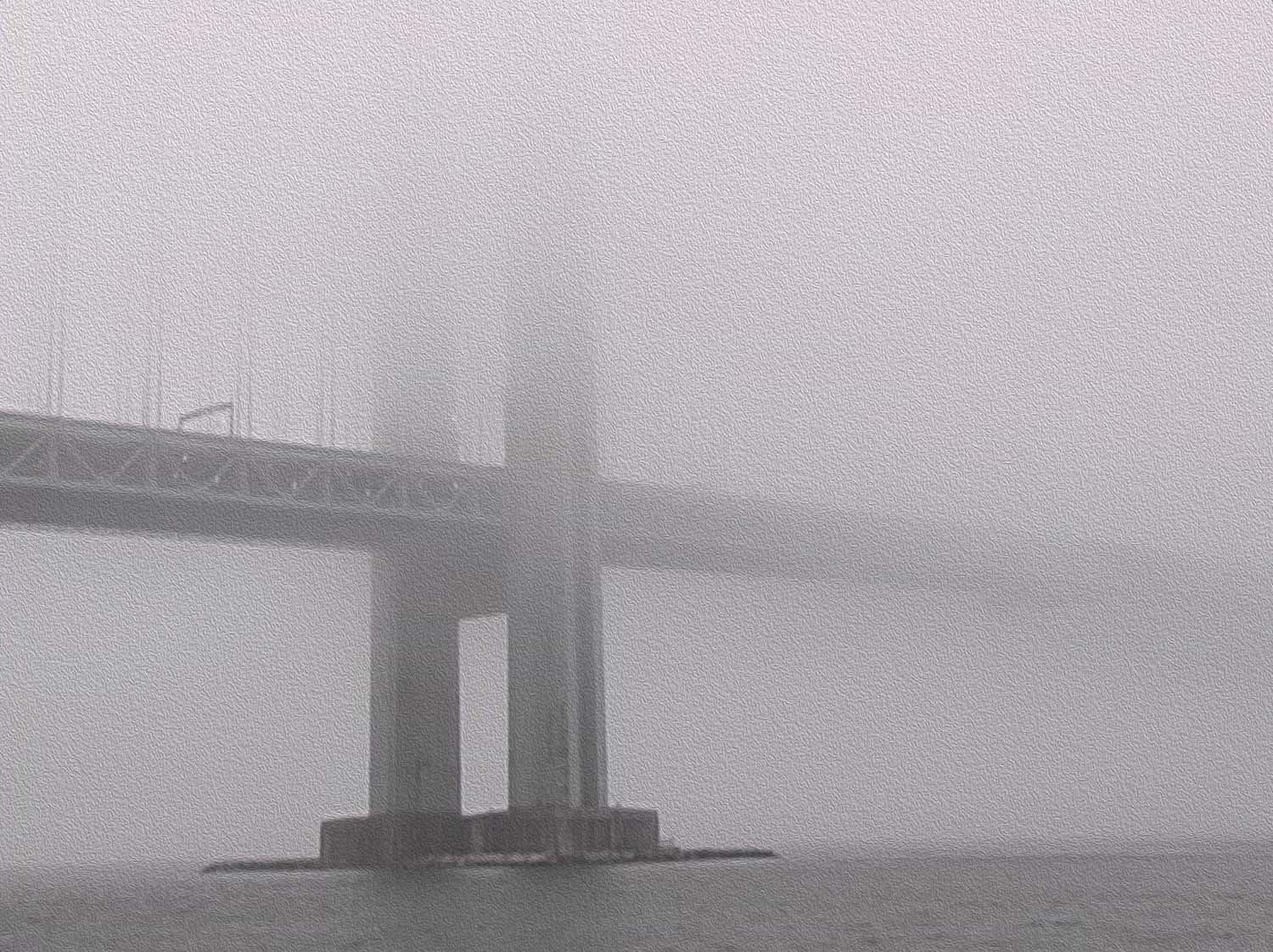 New York Bridge Fog mixed media art by Doug LaRue