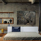 Waking Elephant is a figurative abstract painting on a wall in a bedroom