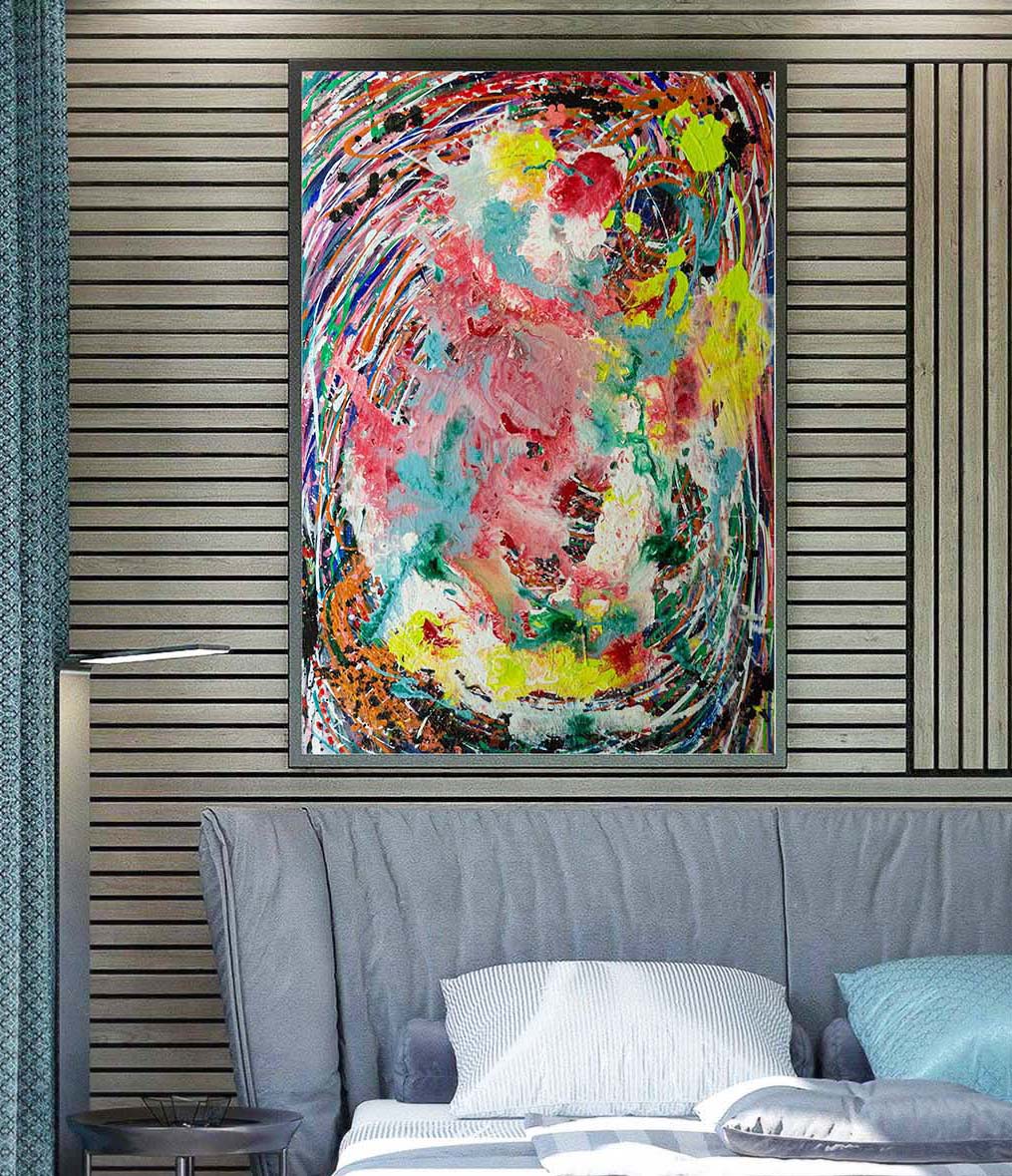 Bachelor Party A21 framed art print on a bedroom wall