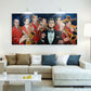 Large print of Big Band Small Room oil on canvas by Doug LaRue over a couch in a living room