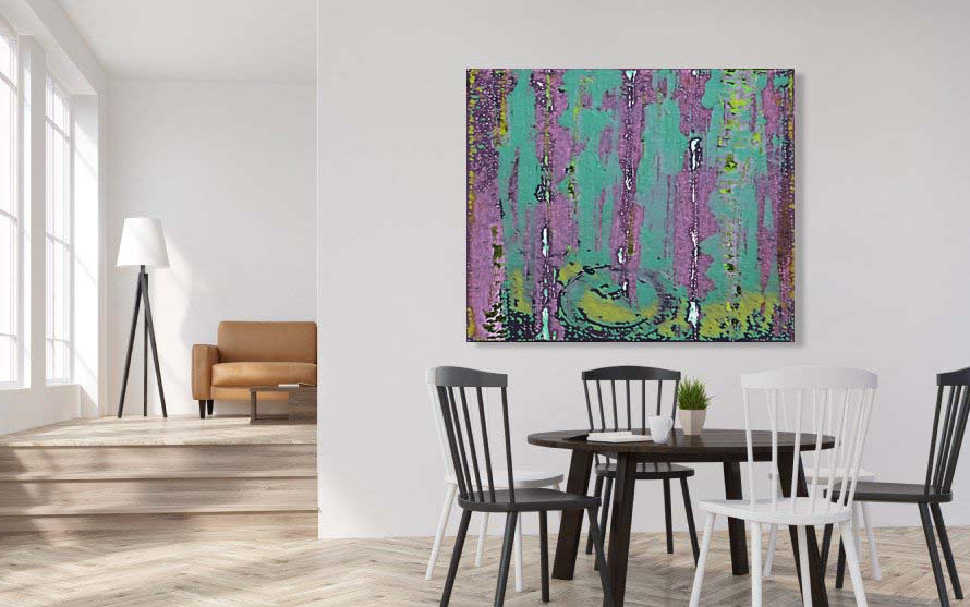 Clouds Contain mixed media art by Doug LaRue on a kitchen wall