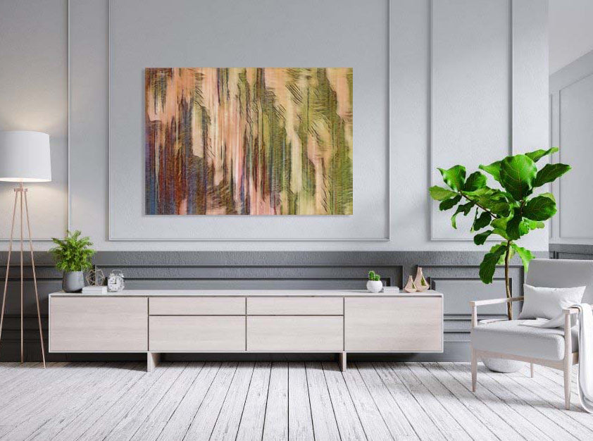 Forest Vert mixed media abstract art by Doug LaRue on a residential wall