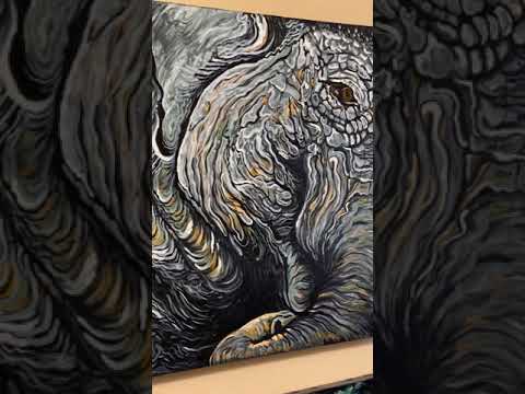 Waking Elephant is a figurative abstract painting on canvas video