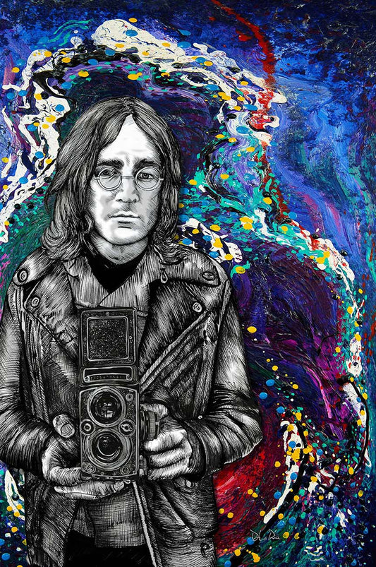 John Lennon Twin Lens mixed media by Dough LaRue