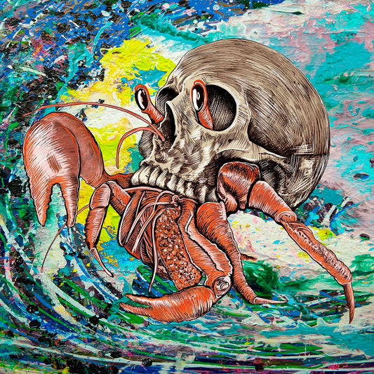 Skull Crab mixed media art by Doug LaRue