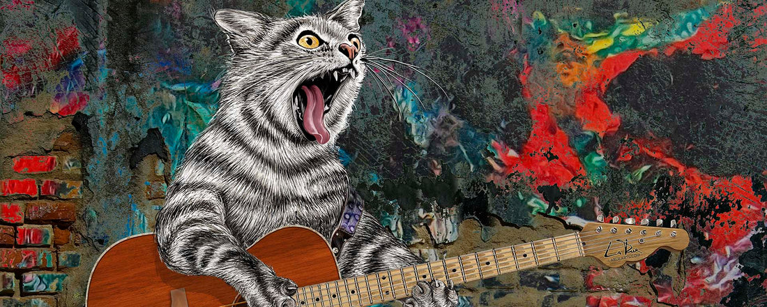 Busker the Guitar Cat art by Doug LaRue
