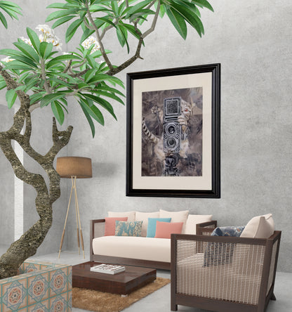 CATOGRAPHER 11x14 in 14x17 Blk. frame w/ White mat on a pale blue wall @NeWorlDeli