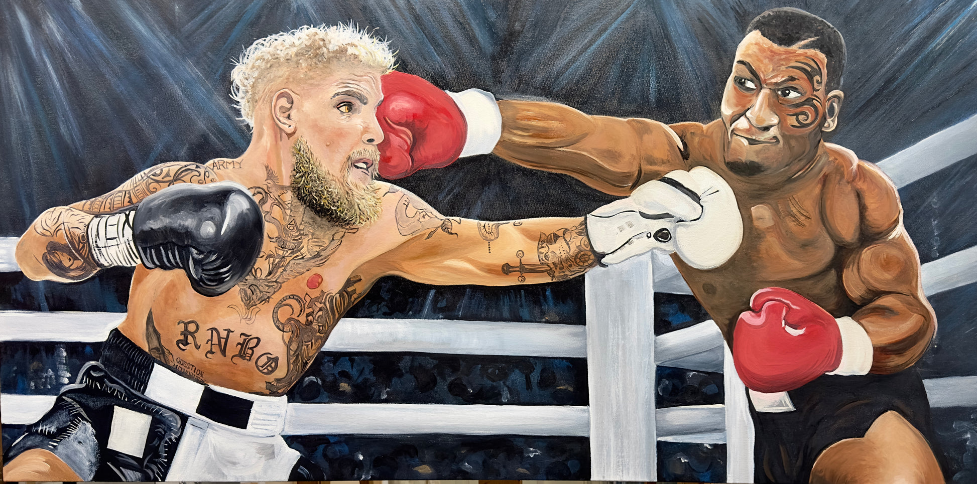 Artwork in progress Tyson vs. Paul Oil Painting