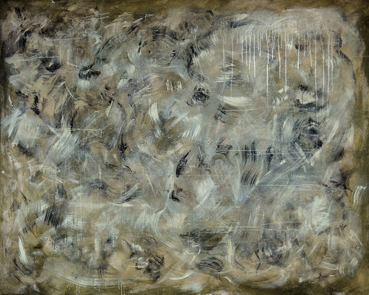 Khaki abstract painting on canvas by Doug LaRue