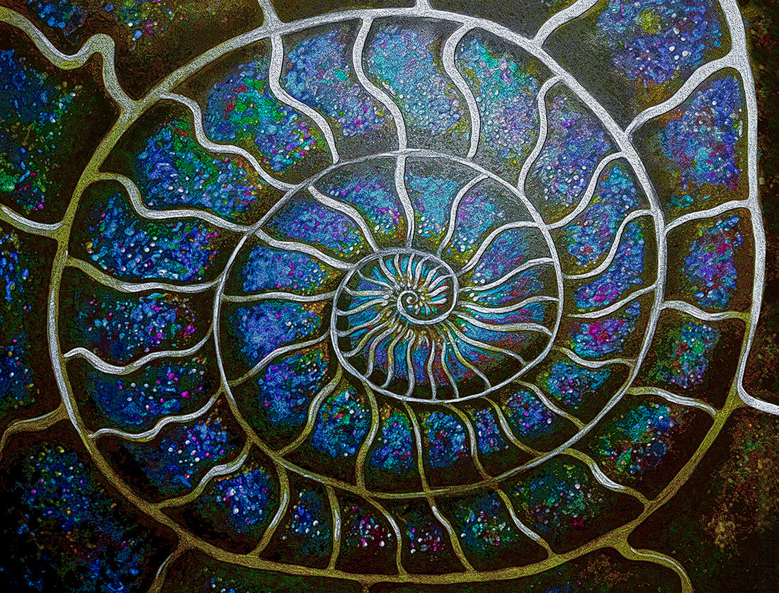 Silver Blue Ammonite abstract art by Doug LaRue
