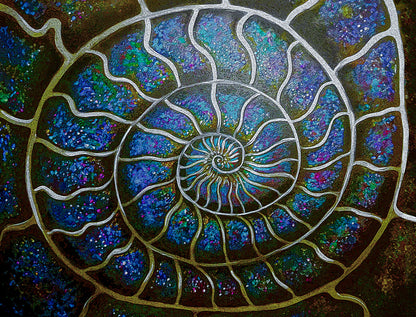 Silver Blue Ammonite abstract art by Doug LaRue