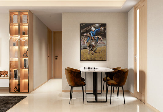 Broncodillo Art by Doug LaRue in a breakfast nook