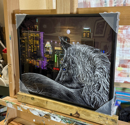 White Horse Austin Texas 11x14 in black metal frame