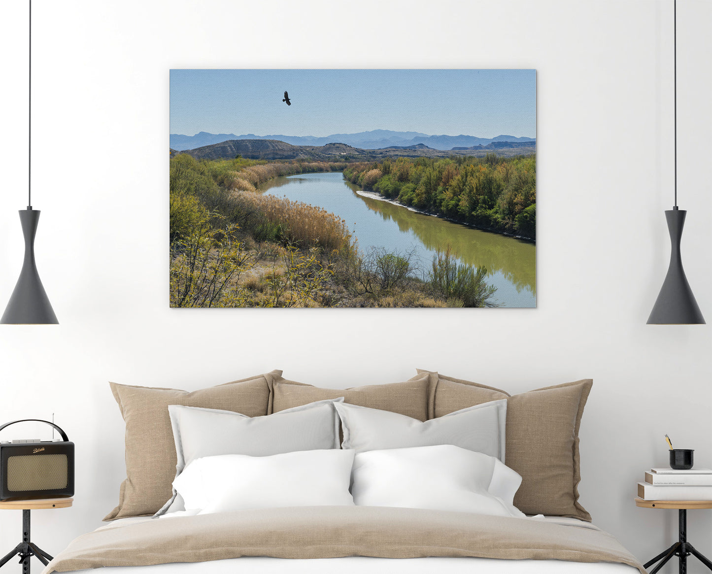 Rio Grande River Big Bend Photograph by Doug LaRue over a bed with lots of pillows