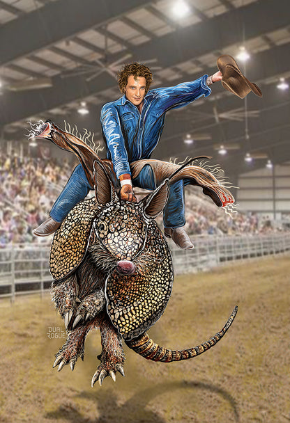 Broncodillo Matthew McConaughey mixed media Art by Doug LaRue