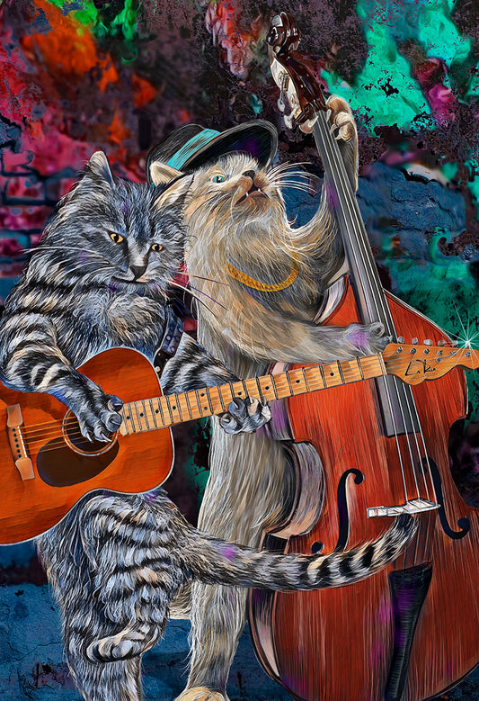 Buskers and Scruffy mixed media art by Doug LaRue
