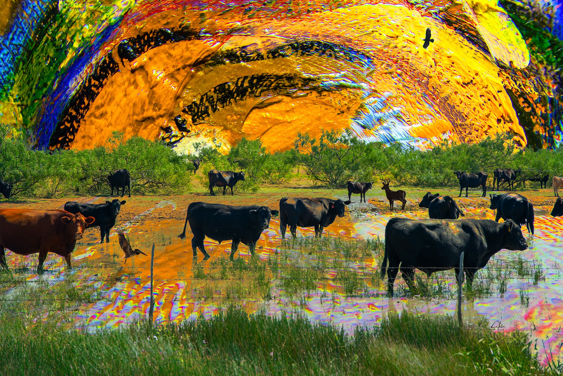 Northwest Canyon Flood Waters mixed media art by Doug LaRue
