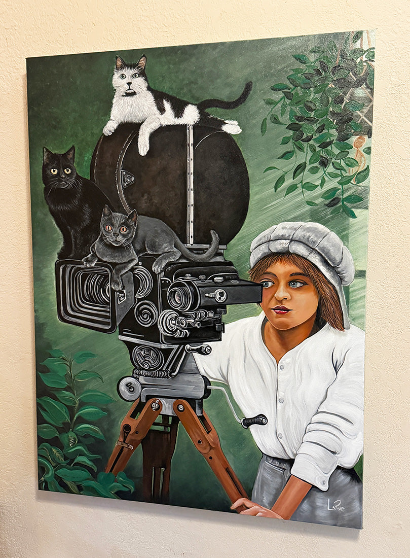 Kat's Camera Crew 40x30x1.5 oil on canvas