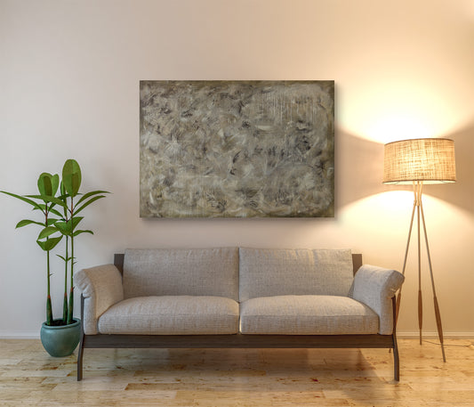 Khaki abstract painting on canvas by Doug LaRue