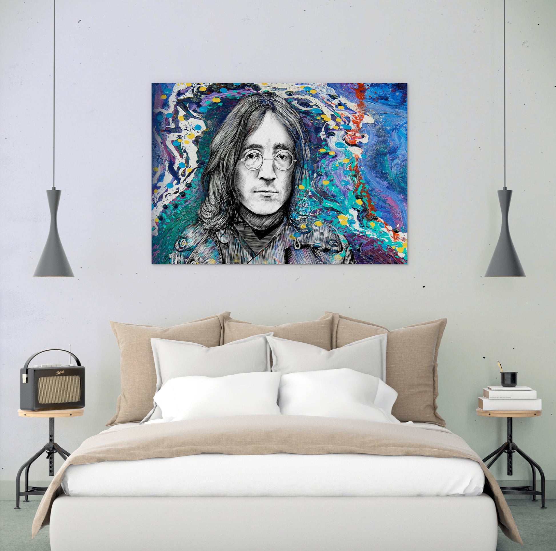John Lennon Embraced art by Doug LaRue