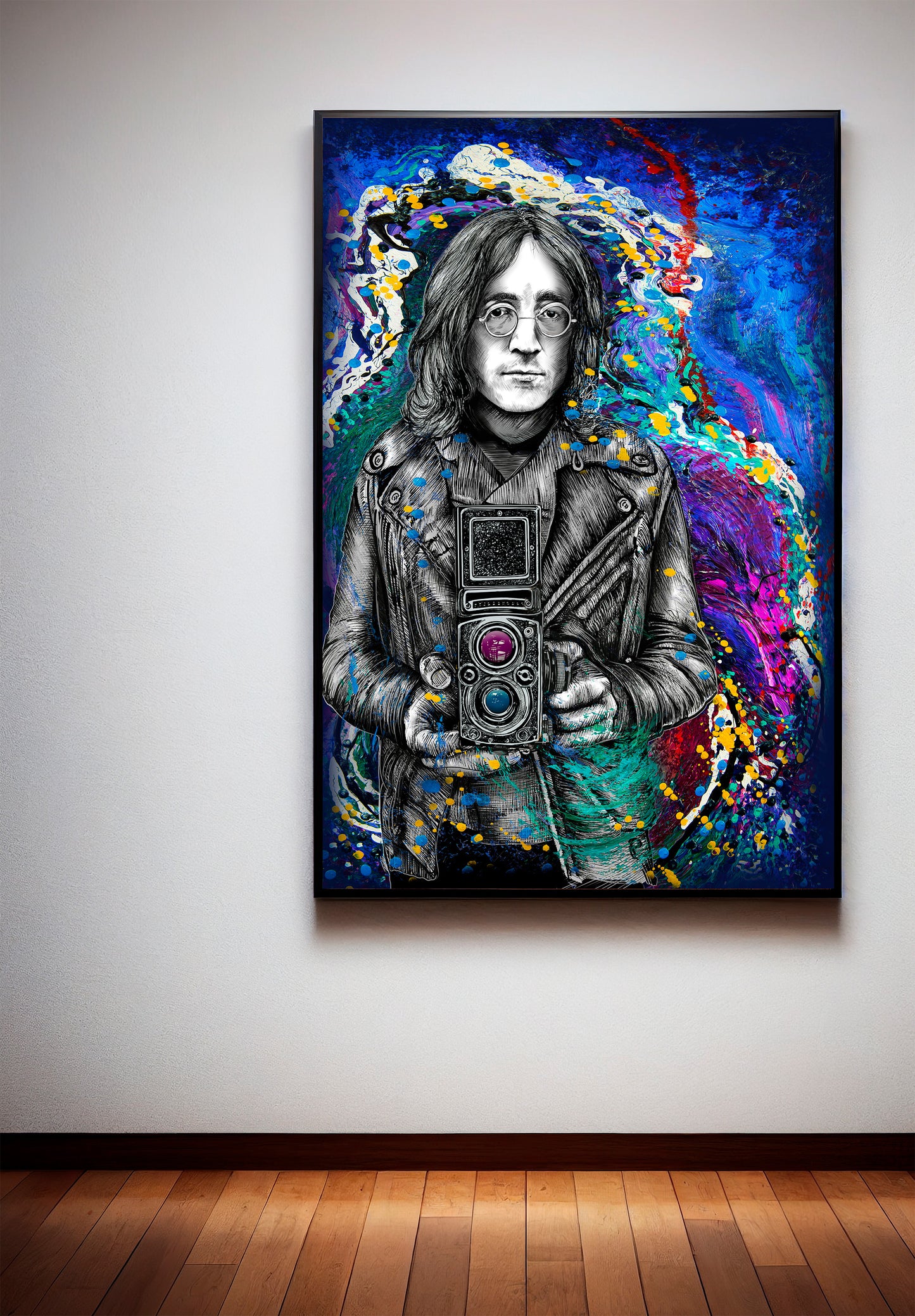 John Lennon Embraced by Doug LaRue on a gallery wall