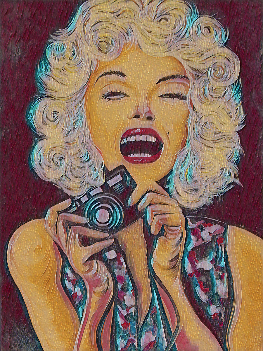 Marilyn in Plum mixed media painting