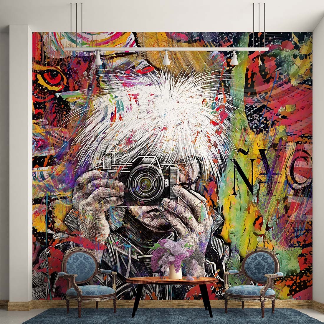 Andy Warhol NYC mixed media art by Doug LaRue wall mural