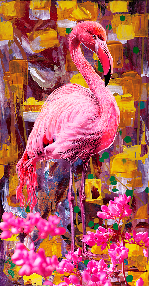 Pink Flamingo Cubist by Doug LaRue