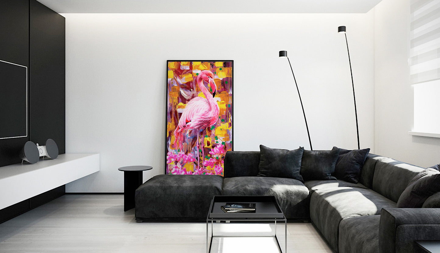 Pink Flamingo Cubist