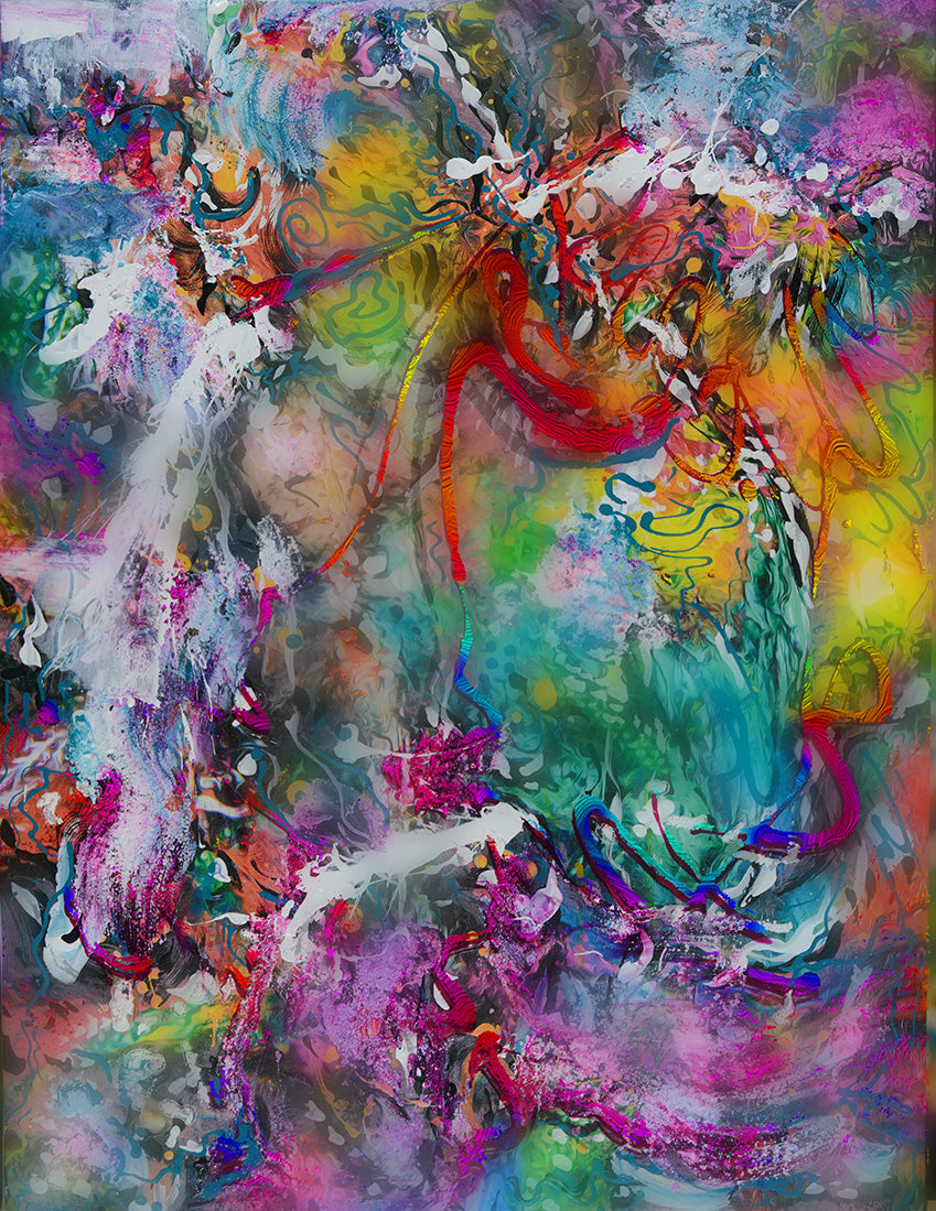 Abstract painting with vibrant colors and dynamic shapes called Balcones Pop Tart by Doug LaRue