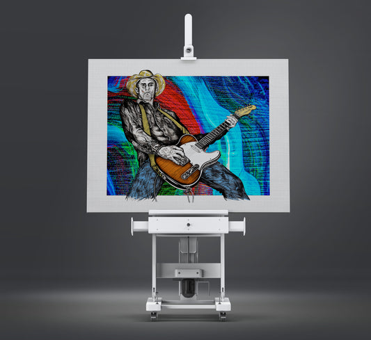 Slim Sea Monsters Hybrid by Doug LaRue on a white easel