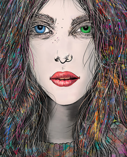 Tara mixed media portrait by Doug LaRue