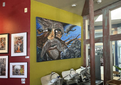 Tree of Life River of Souls painting on the back wall of NeWorlDeli, Austin, Texas