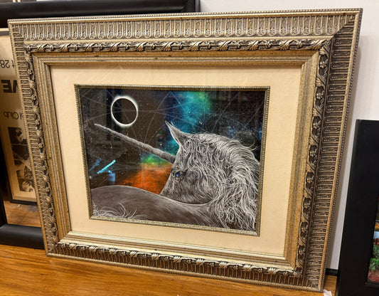 Unicorn 11x14 art print  in Ornate 18x24 Silver Frame