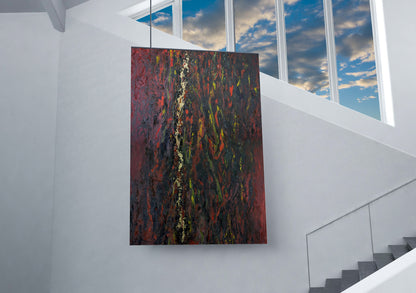 Vein of Gold Oil Painting hanging in a corporate hallway