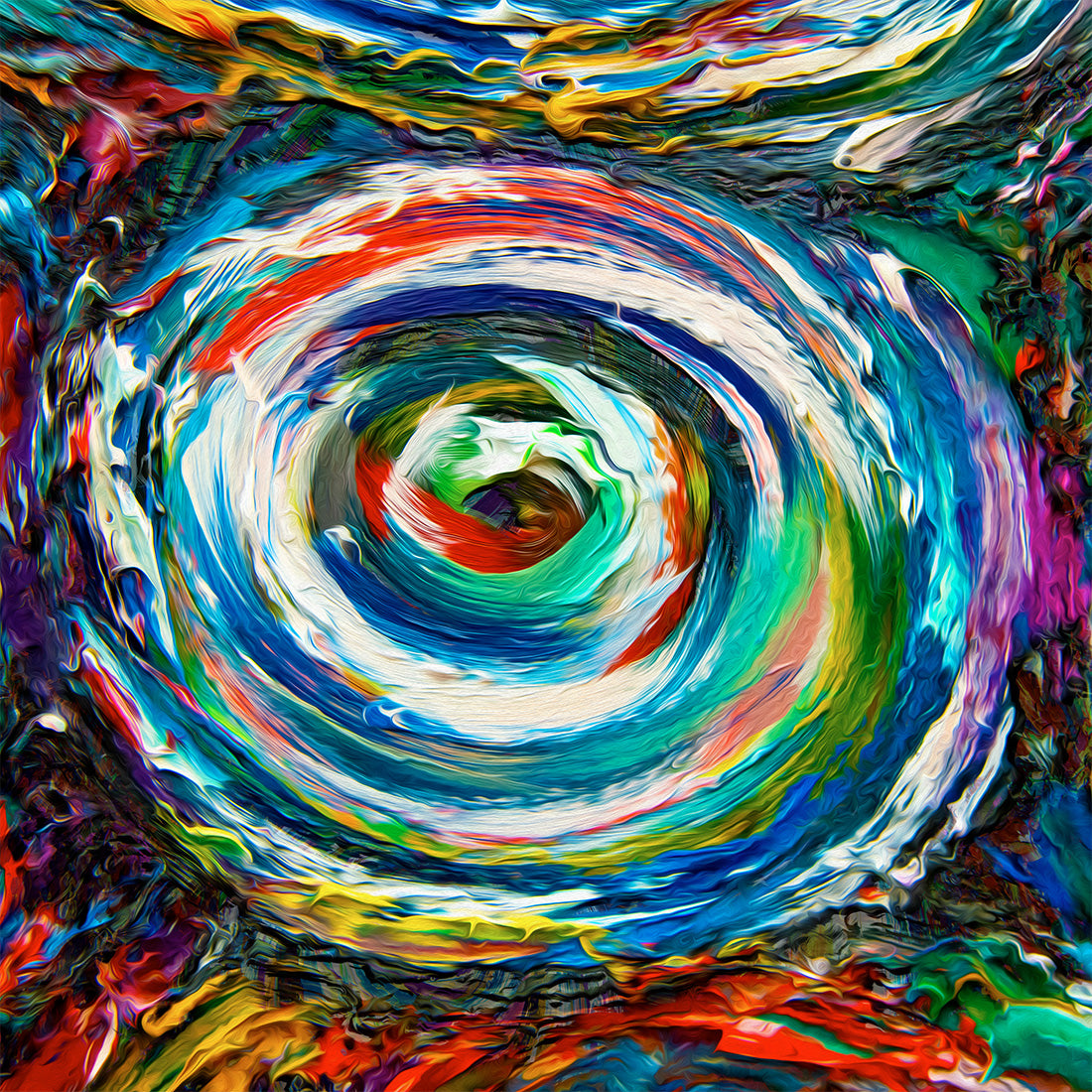 Colorful abstract spiral art Quad Vortex avbstract mixed media art by Doug LaRue