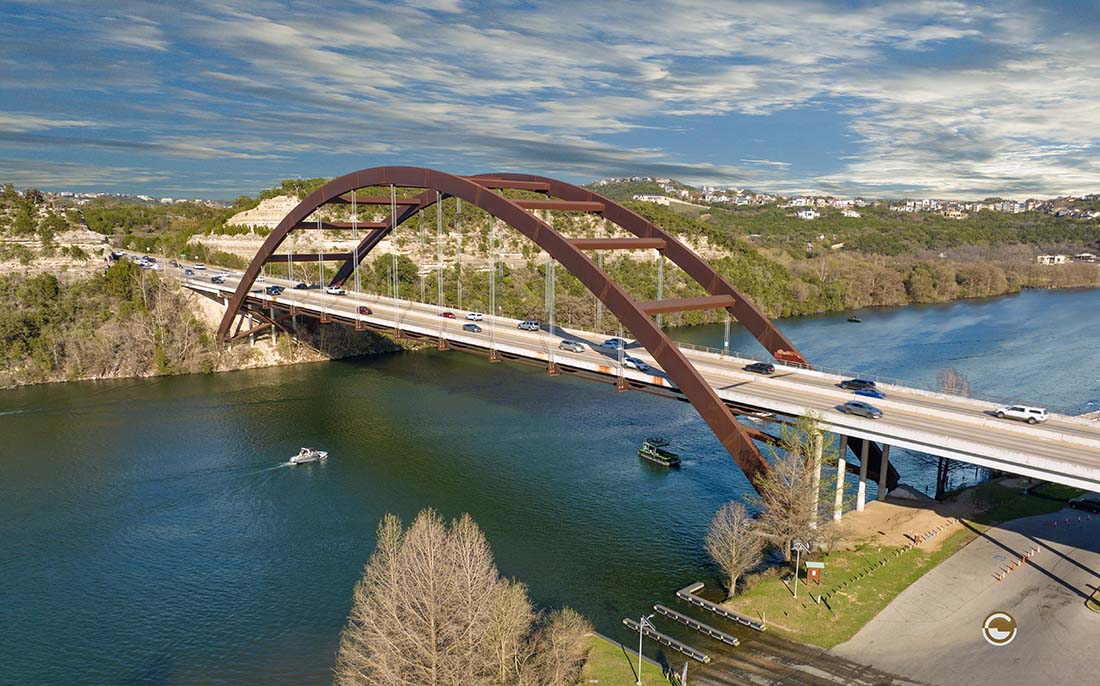 Pennybacker Bridge aerial photograph by Doug LaRue