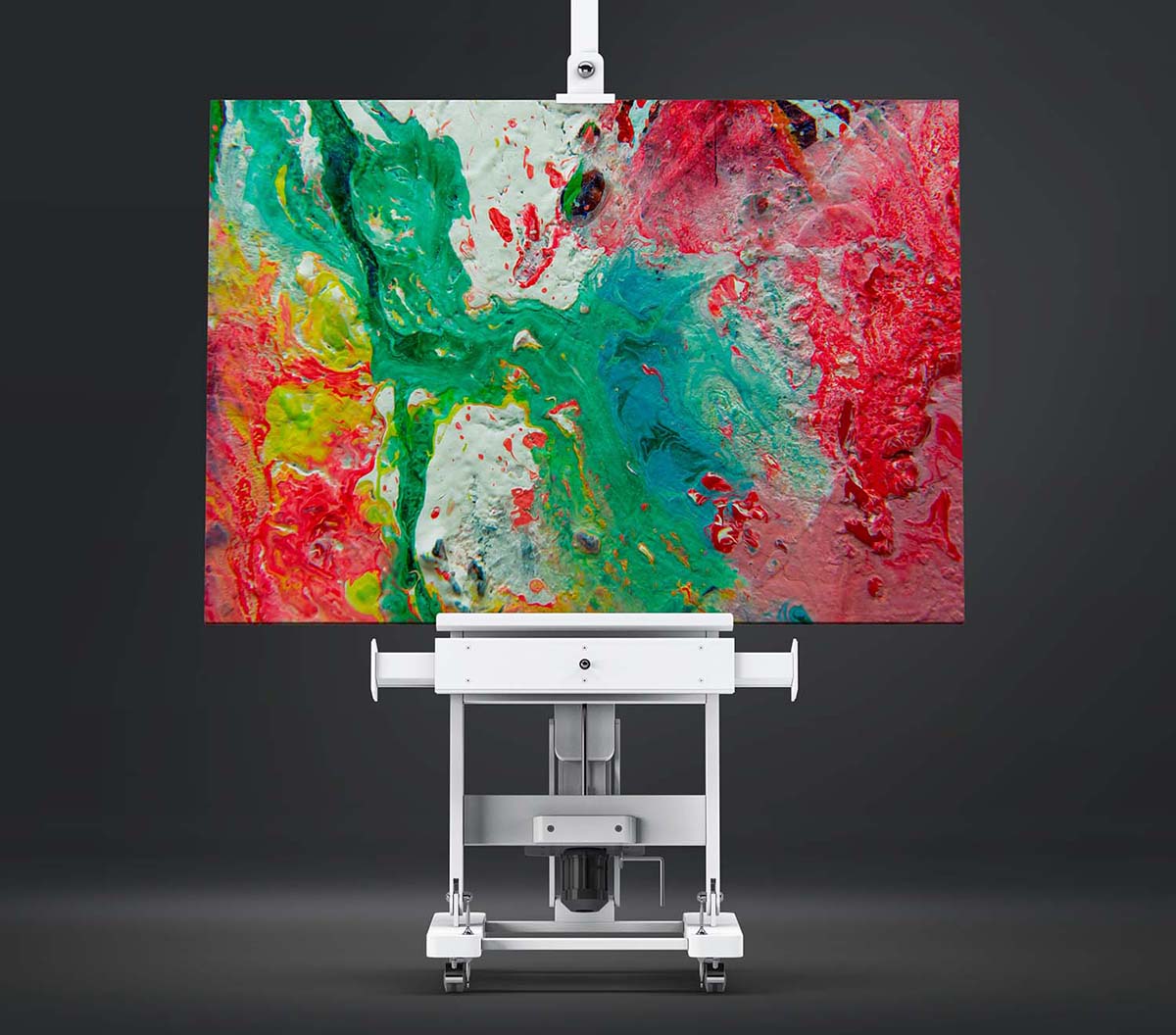 Abstract 21 Equanimical art by Doug LaRue on a large white easel
