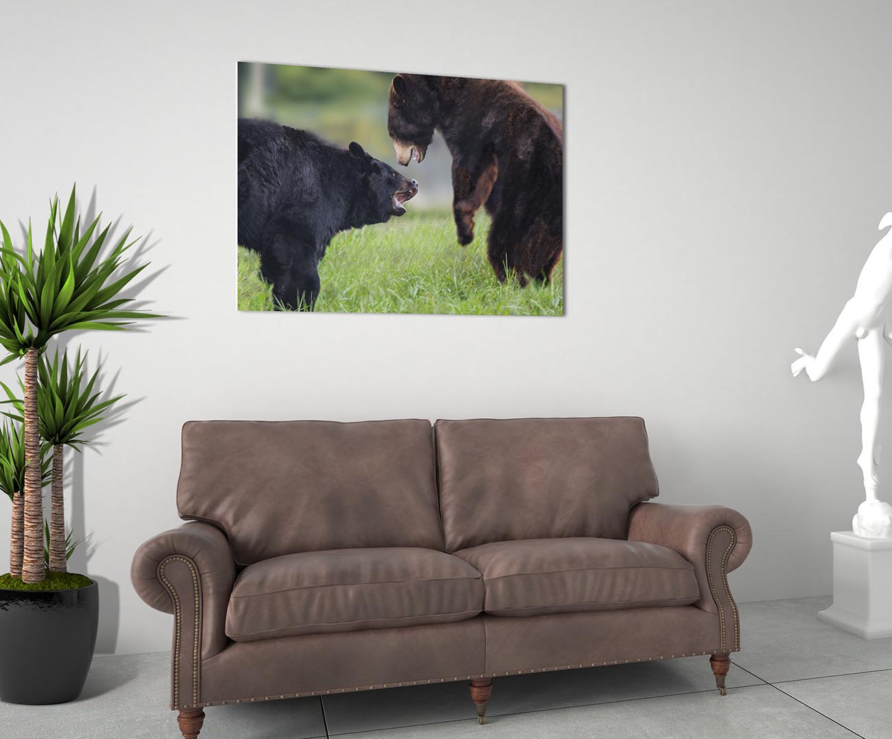 Arkansas Bear Fight by Doug LaRue large print over a couch