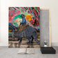 Cosmic Cowboy Sunset mixed media art by Doug LaRue medium print leaning against wall